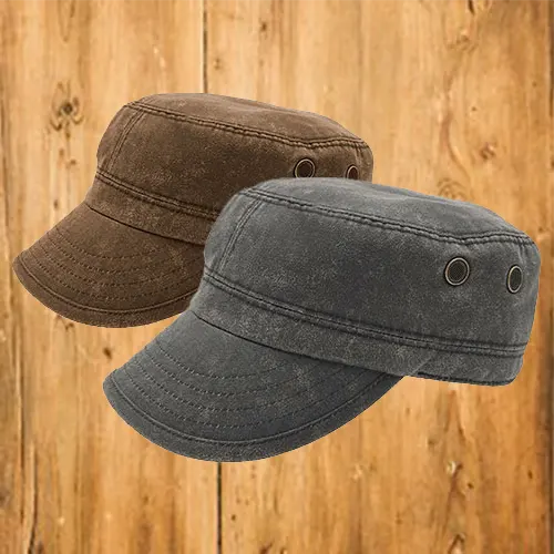 Casquette cubaine, en coton enduit stonewashé WENDAKE - Pic et Coud Buchy